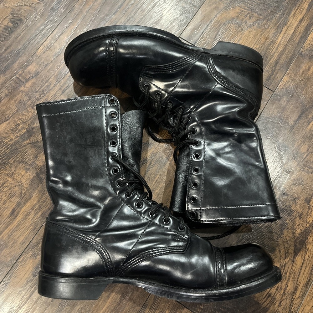 Vtg Corcoran Black Leather  10" Military Combat Jump Boots Size 11D Made in USA